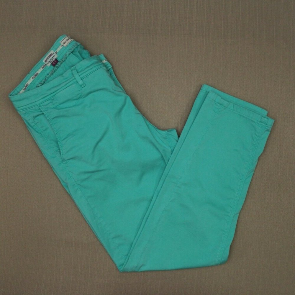 Fracomina Katie Cropped Chino Pants Women's Size 27 Aqua Sateen